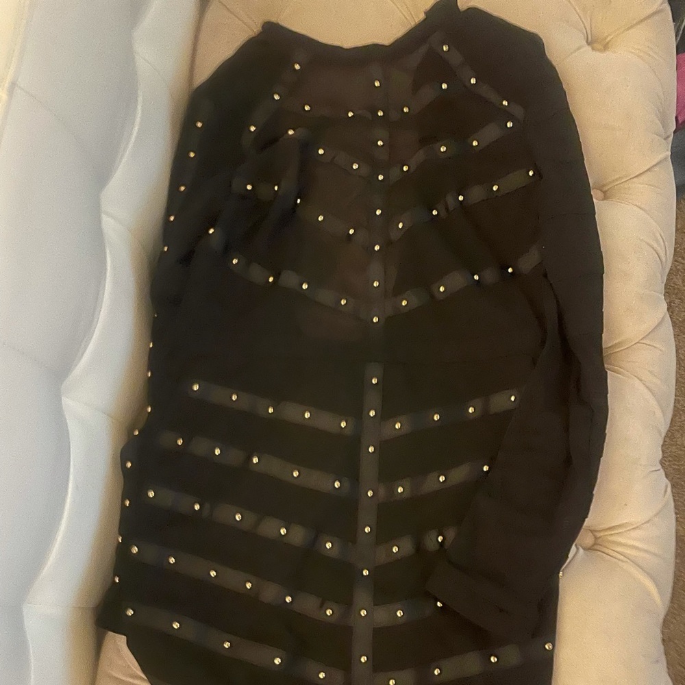 Large Privy black mesh gold detail dress